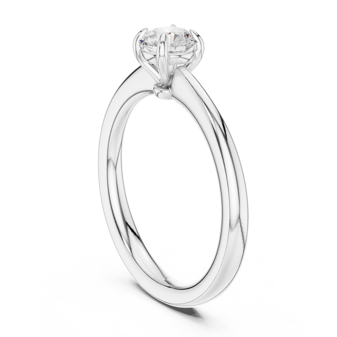 DDLR-538 - Solitaire Round Ring - White Gold