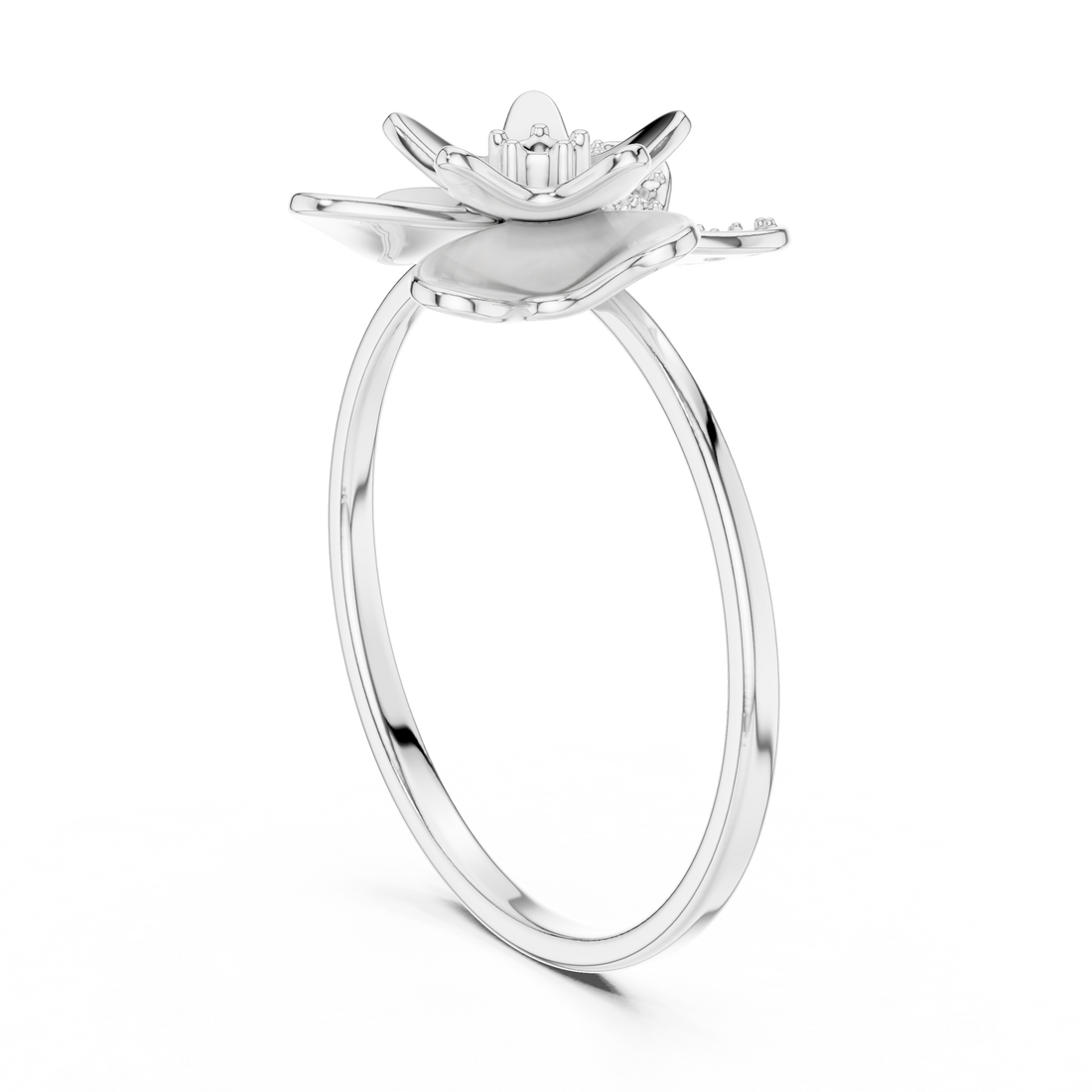 1 (118) - Fashion Round Ring - White Gold