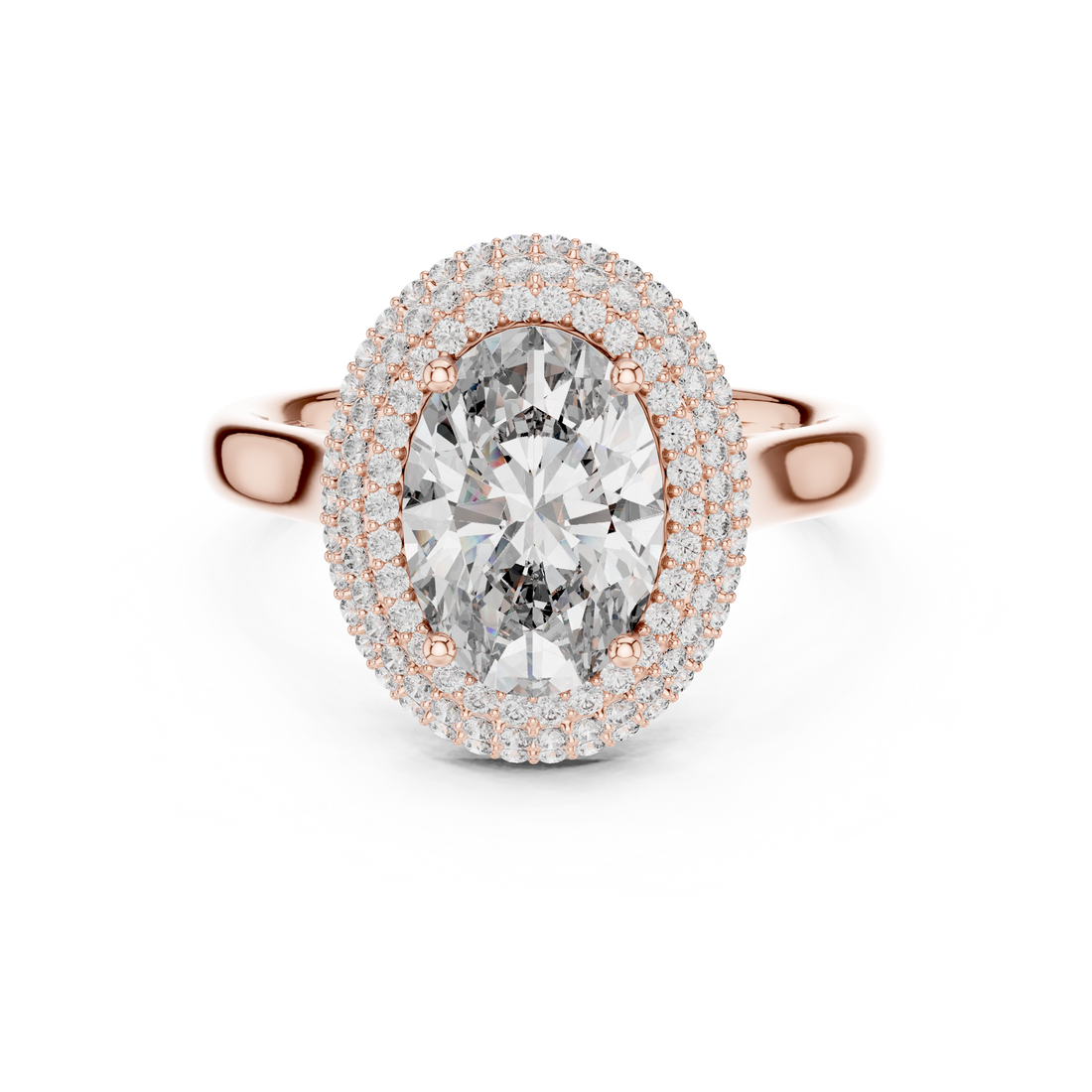 Halo Ring - Oval | 9#10038L_SS14 - Rose Gold