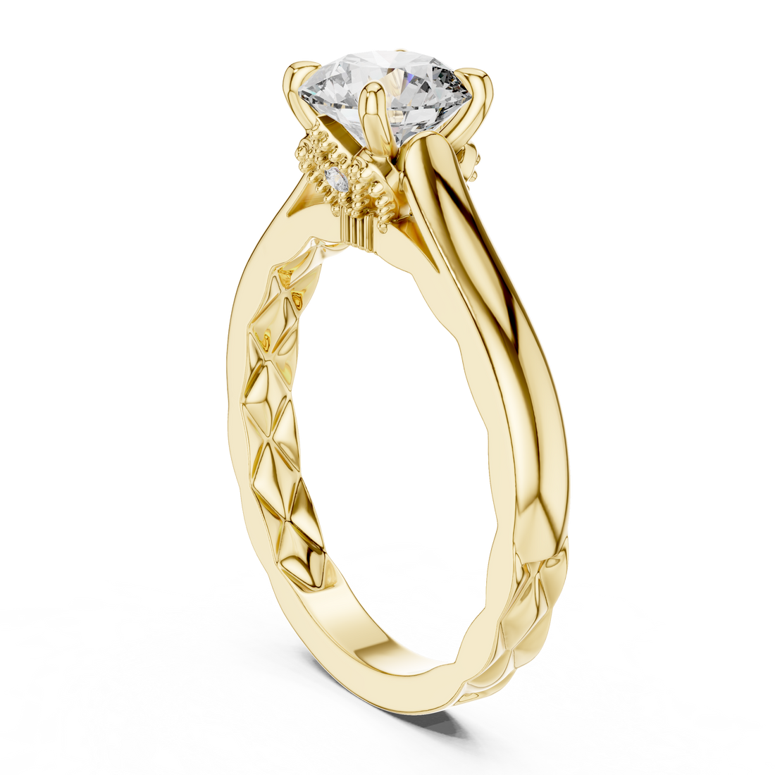 LR-0044 - Solitaire Round Ring - White Gold