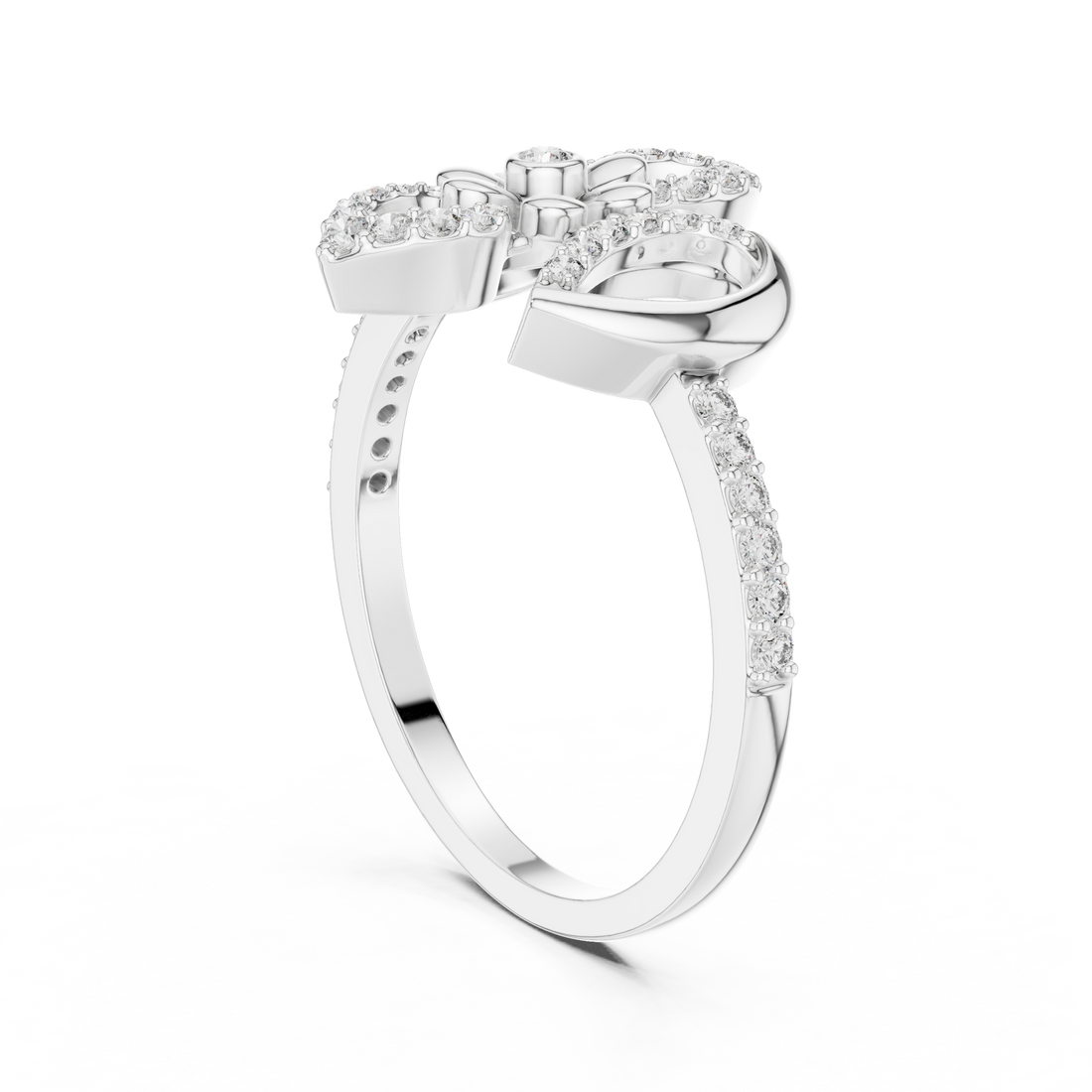 LR-01 (57) - Fashion Round Ring - White Gold