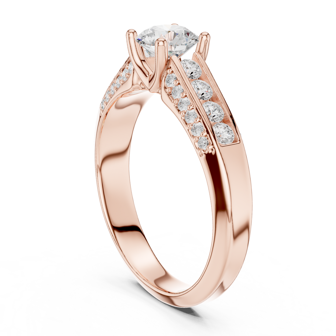 LR-0303 - Solitaire Round Ring - White Gold