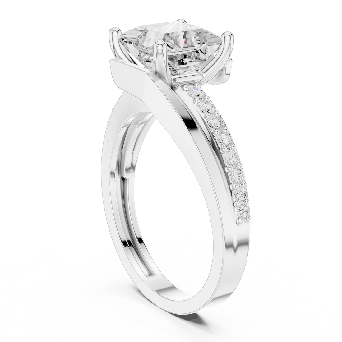 DDLR-395 - Solitaire Princess Ring - White Gold