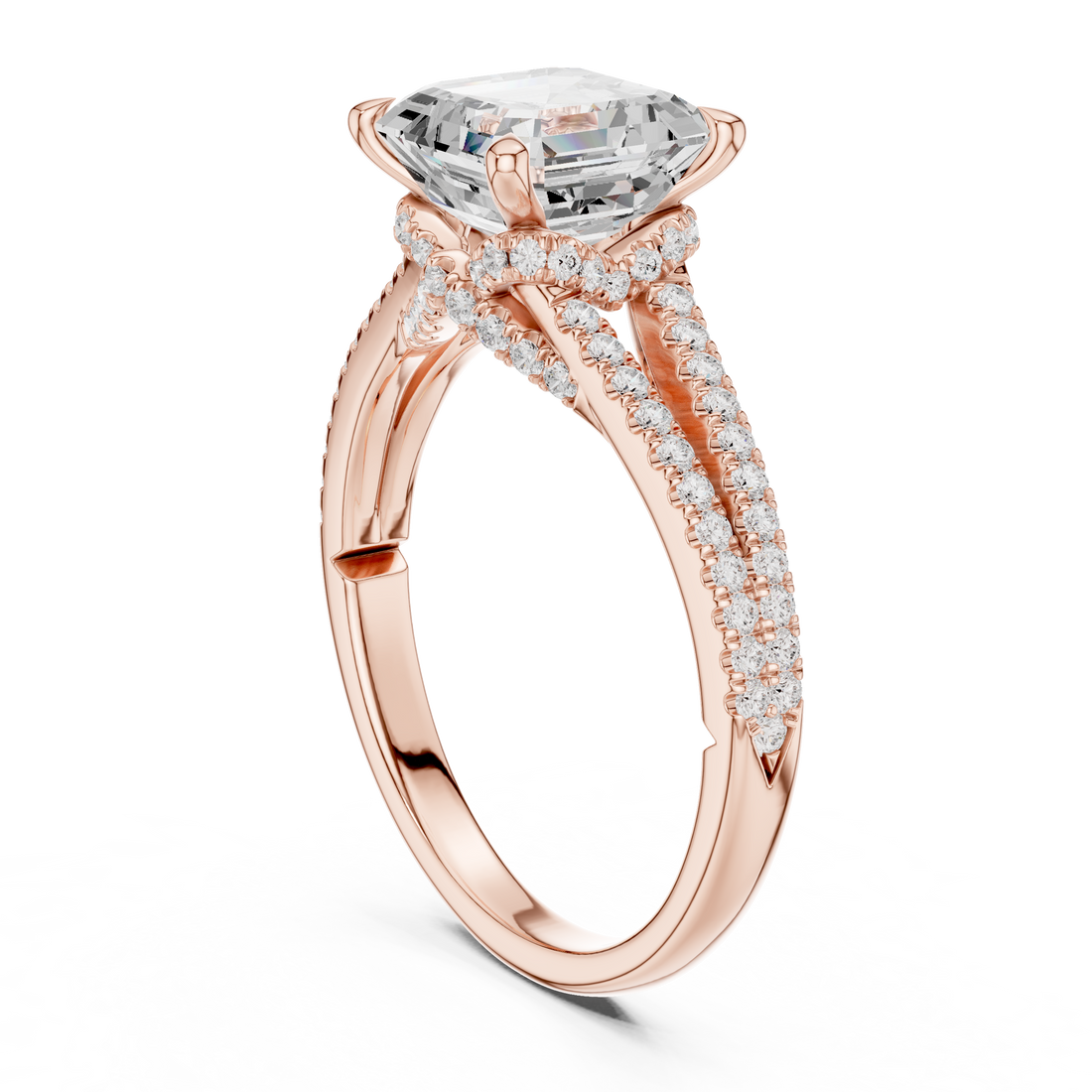 DDLR-252 - ASSCHER - Split Shank Asscher Ring - White Gold