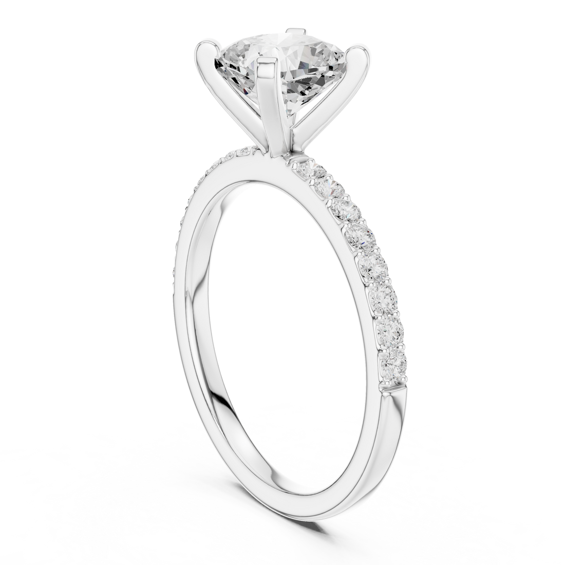 DDLR-885 - Solitaire Cushion Ring - White Gold