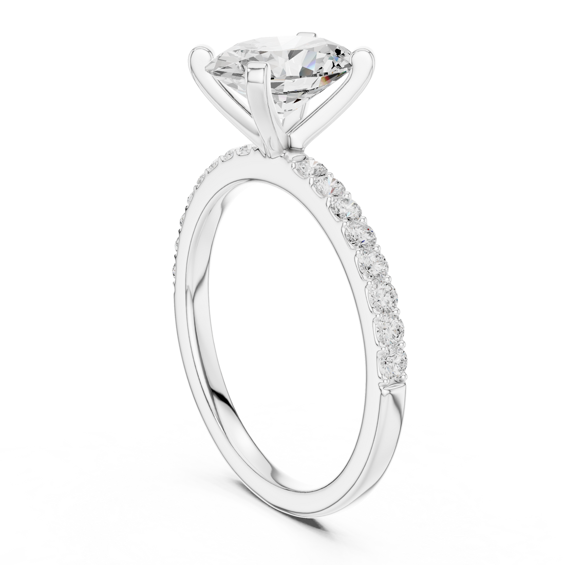 DDLR-040-R00697-OV - Solitaire Oval Ring - White Gold
