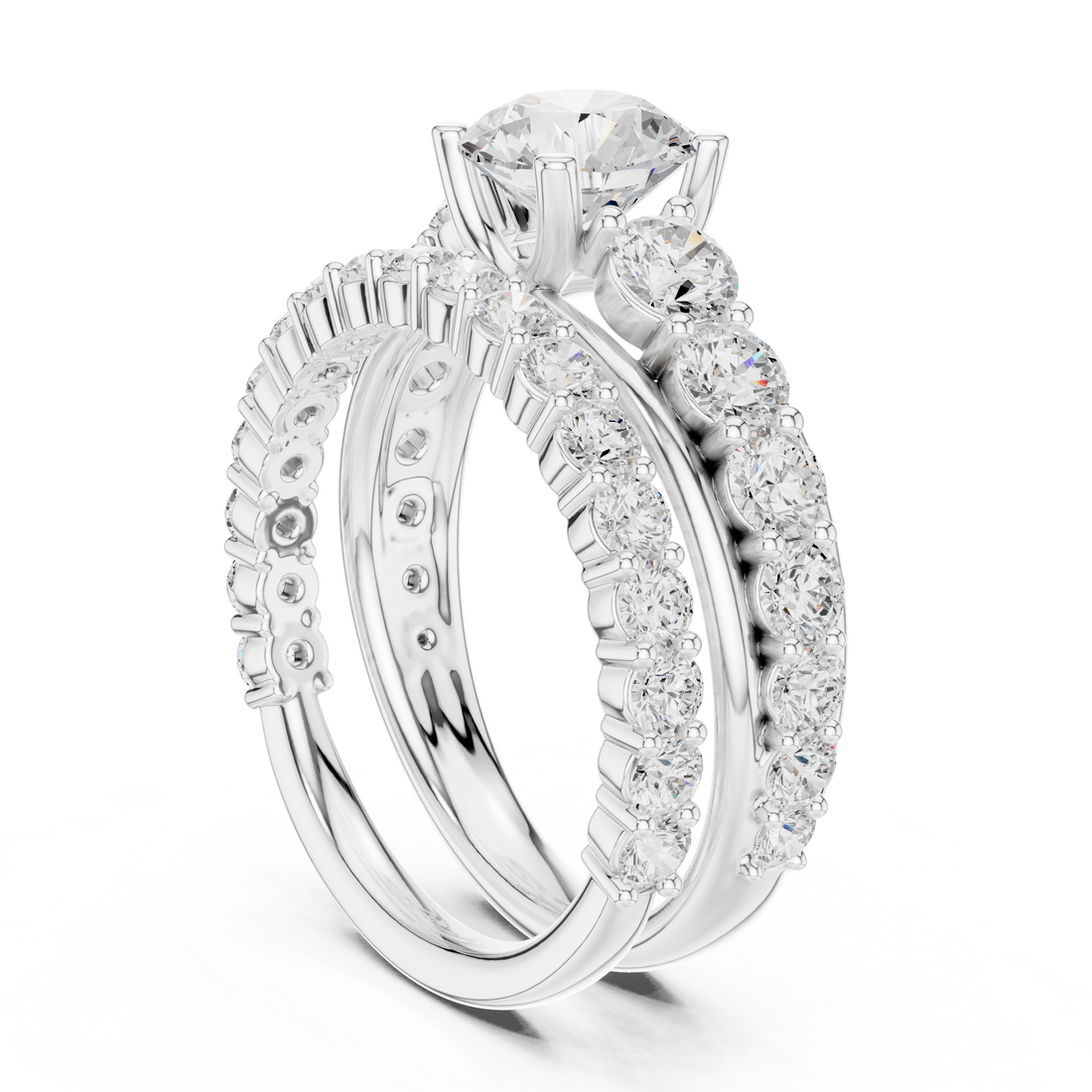 DDLR-295 - Three Stone Round Ring - White Gold