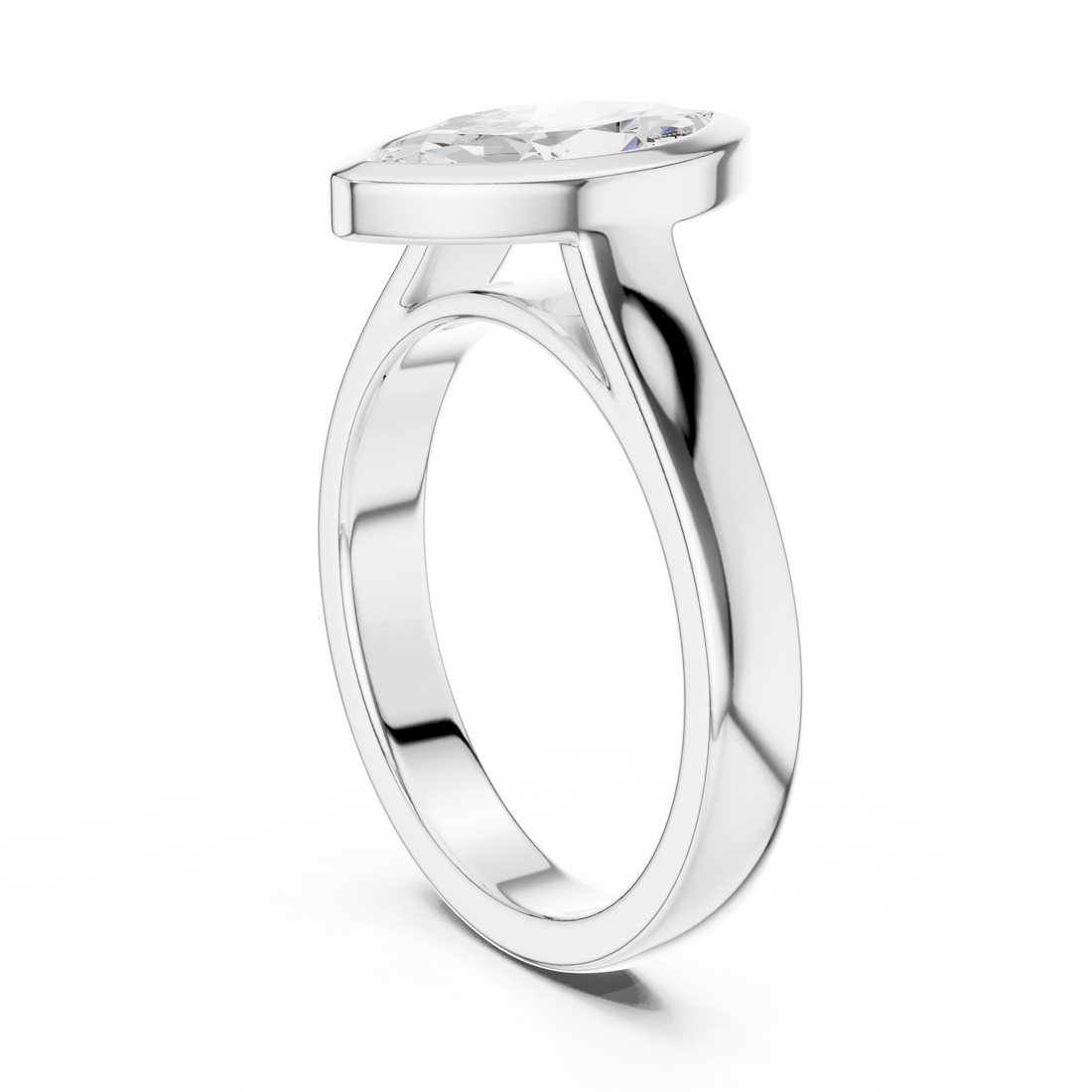 DDLR-092-MQ - Solitaire Marquise Ring - White Gold