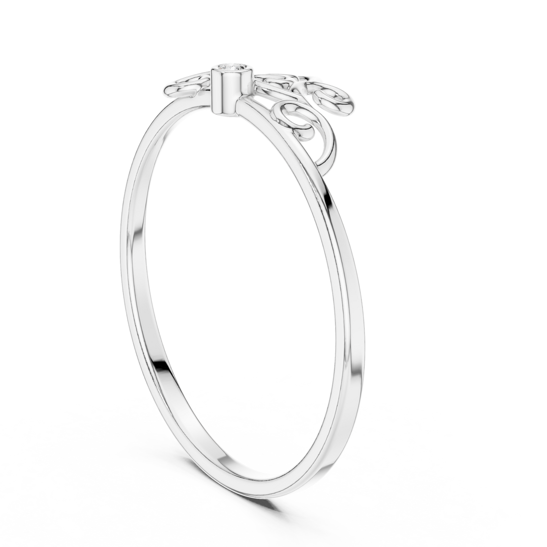 1 (230) - Fashion Round Ring - White Gold