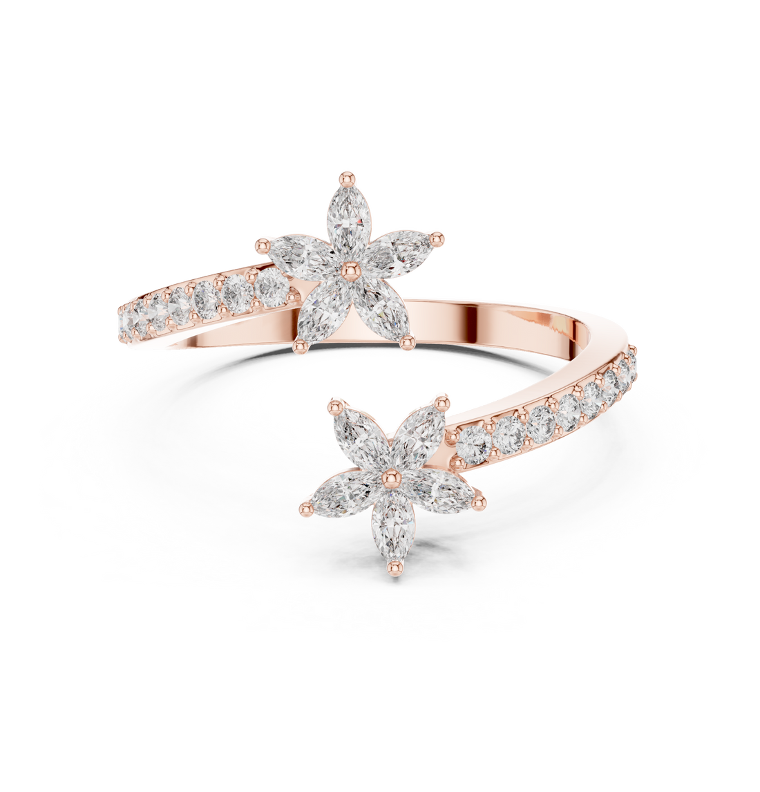 Bypass Ring - Marquise | AGDLR-257 - Rose Gold