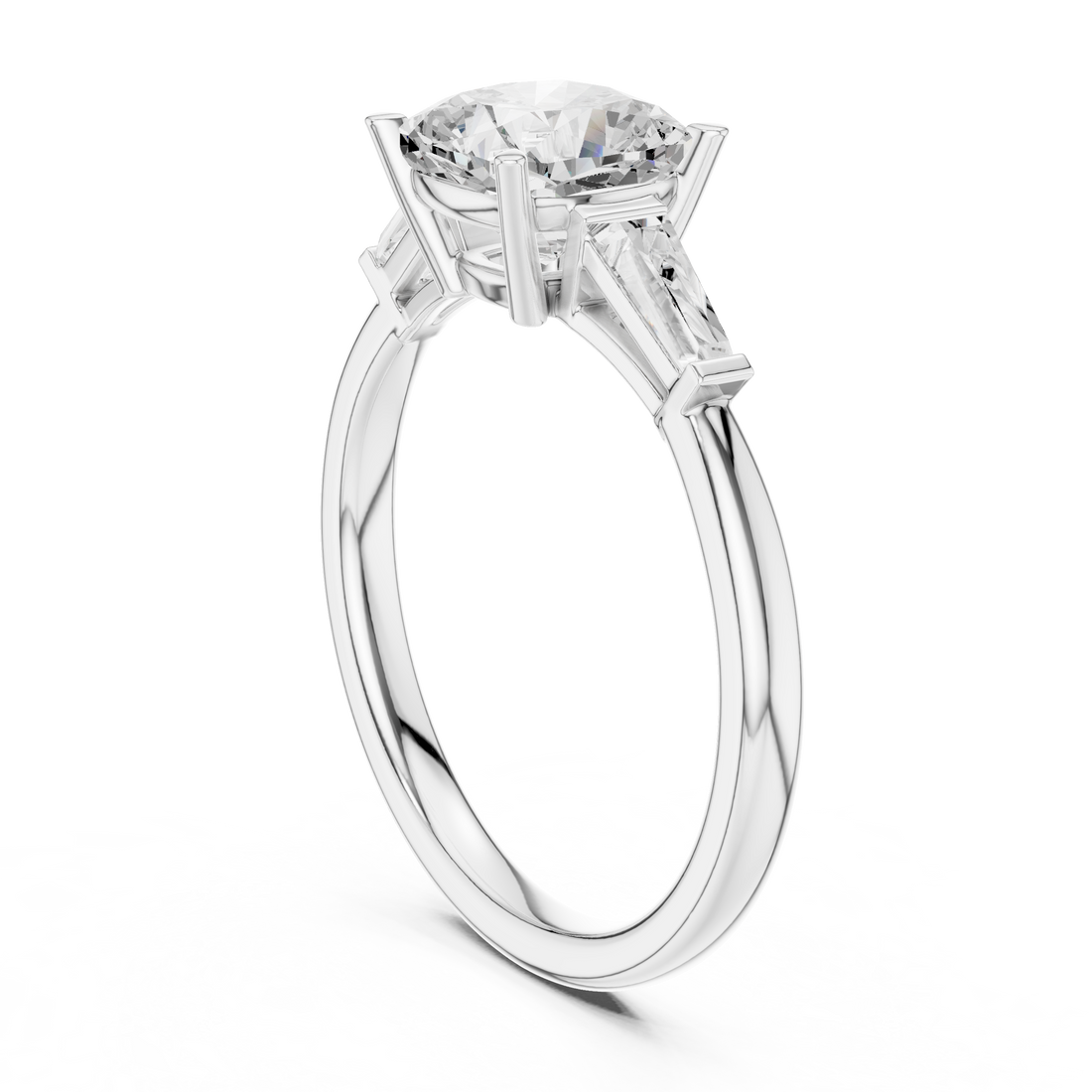 DDLR-1046 - Three Stone Cushion Ring - White Gold