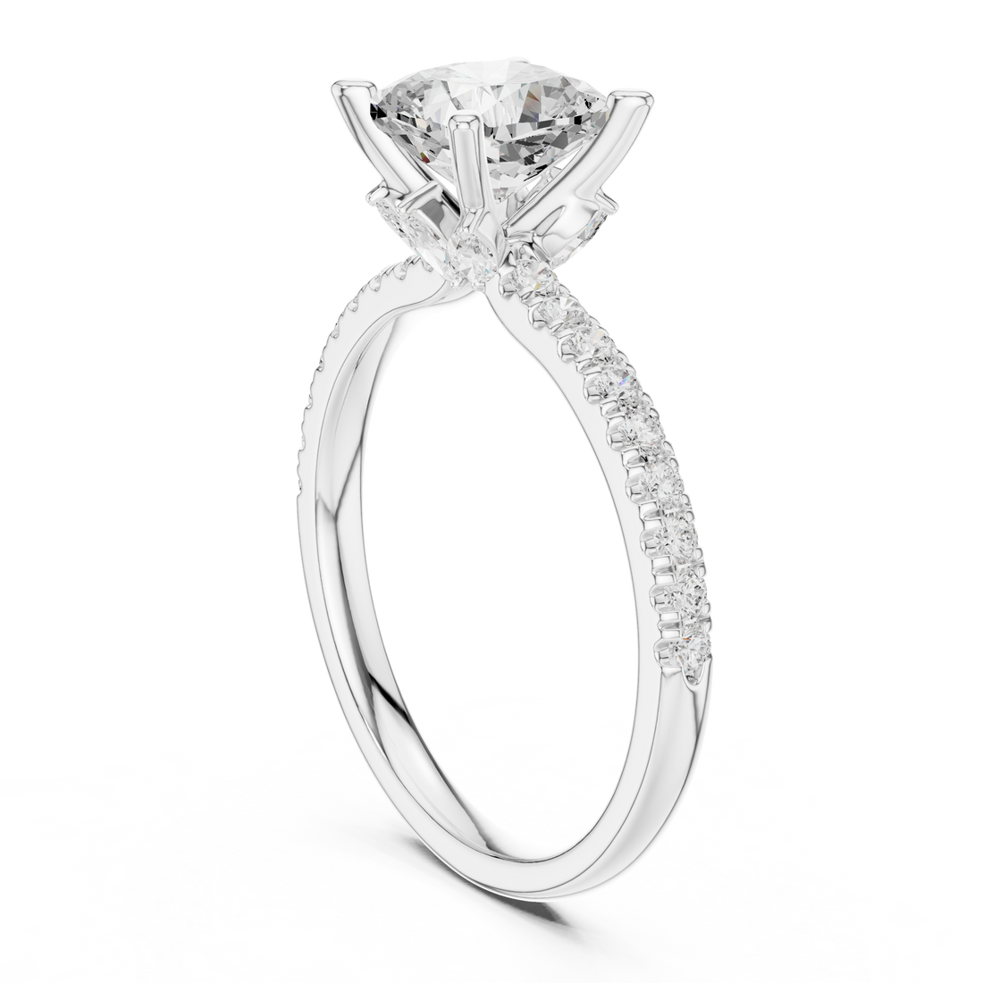 DDLR-256-CU - Solitaire Cushion Ring - White Gold