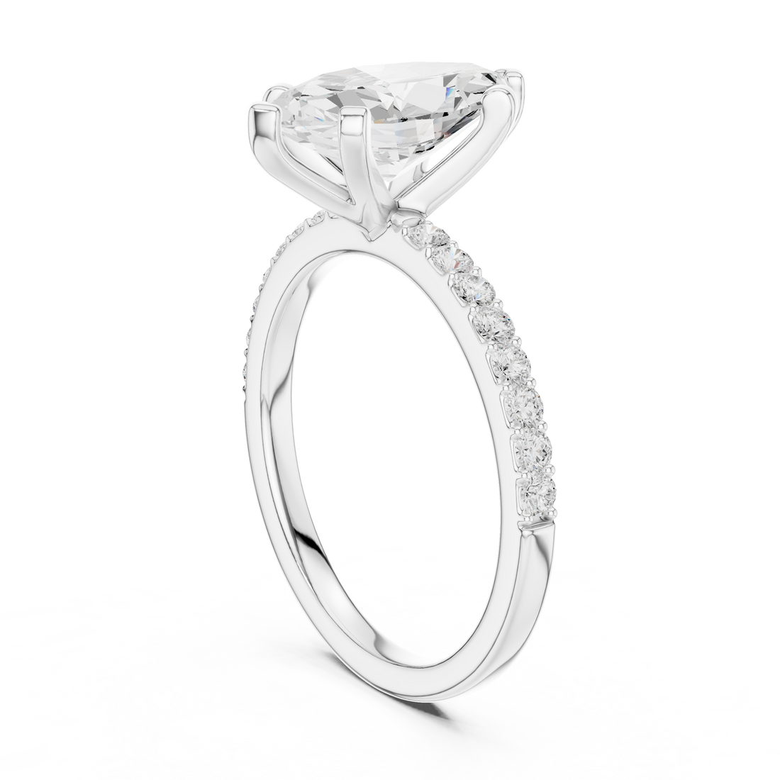 DDLR-040-R00697-MQ - Solitaire Marquise Ring - White Gold