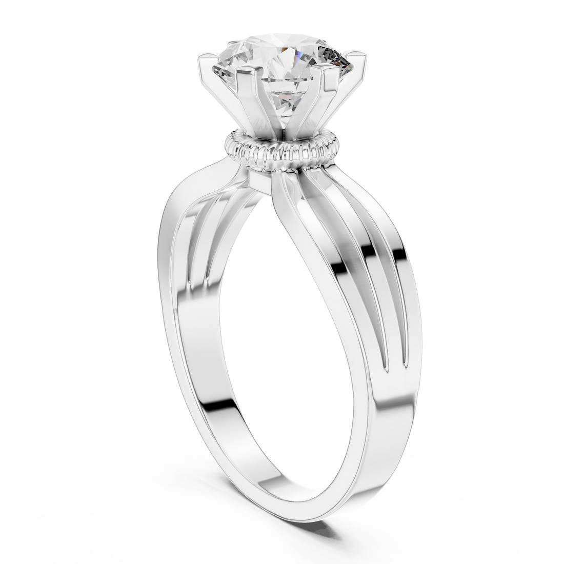 LR-0036 - Solitaire Round Ring - White Gold