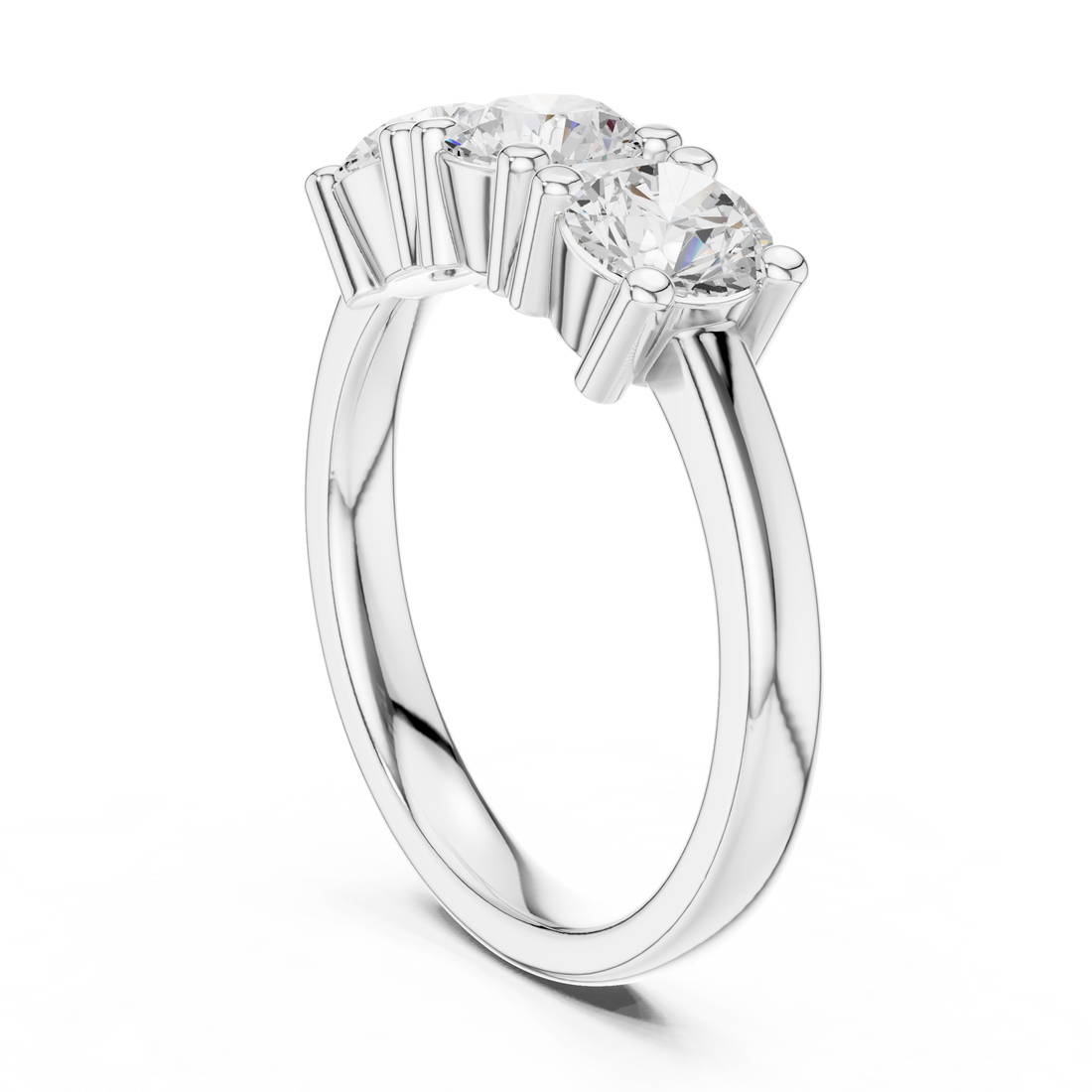 DDLR-611 - Three Stone Round Ring - White Gold