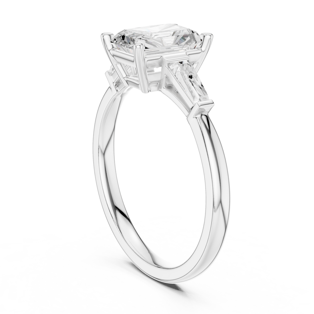 DDLR-923 - Three Stone Radiant Ring - White Gold