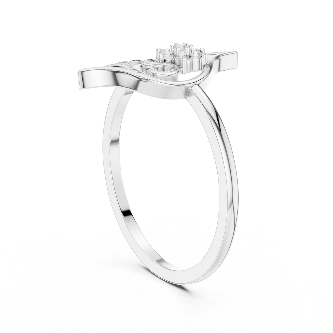 DR-6229 - Fashion Round Ring - White Gold