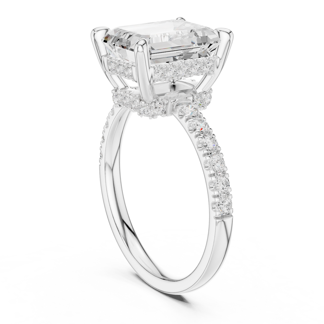 DDLR-259-EM - Solitaire Emerald Ring - White Gold