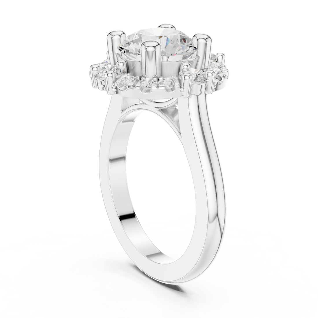 DDLR-330 - Halo Round Ring - White Gold
