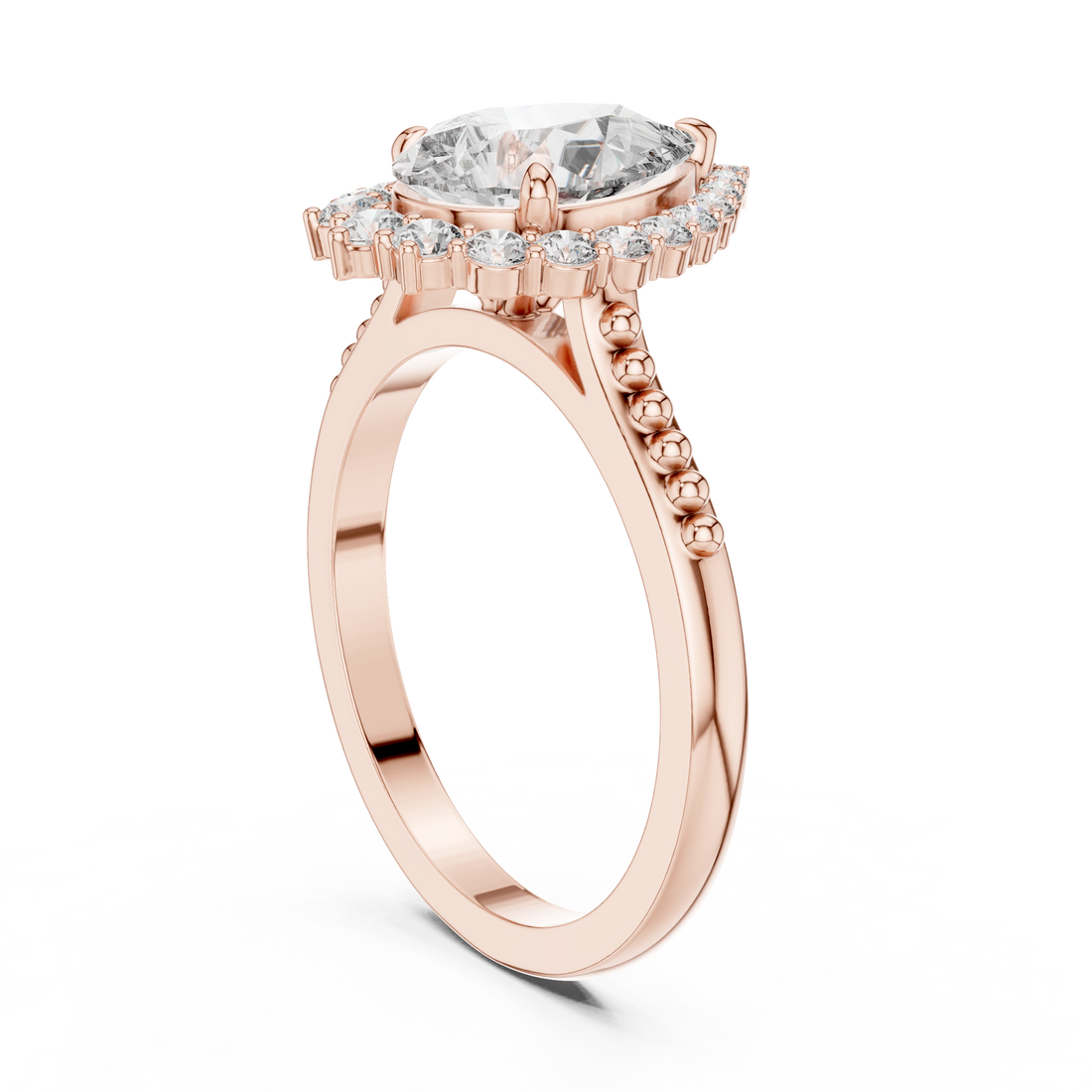 9#10028L_29 - Halo Pear Ring - White Gold