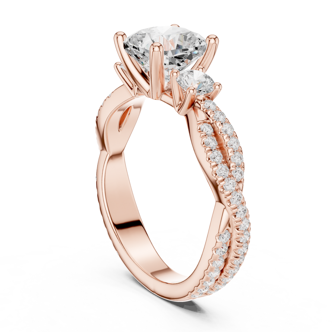DDLR-281-CU - Three Stone Cushion Ring - White Gold