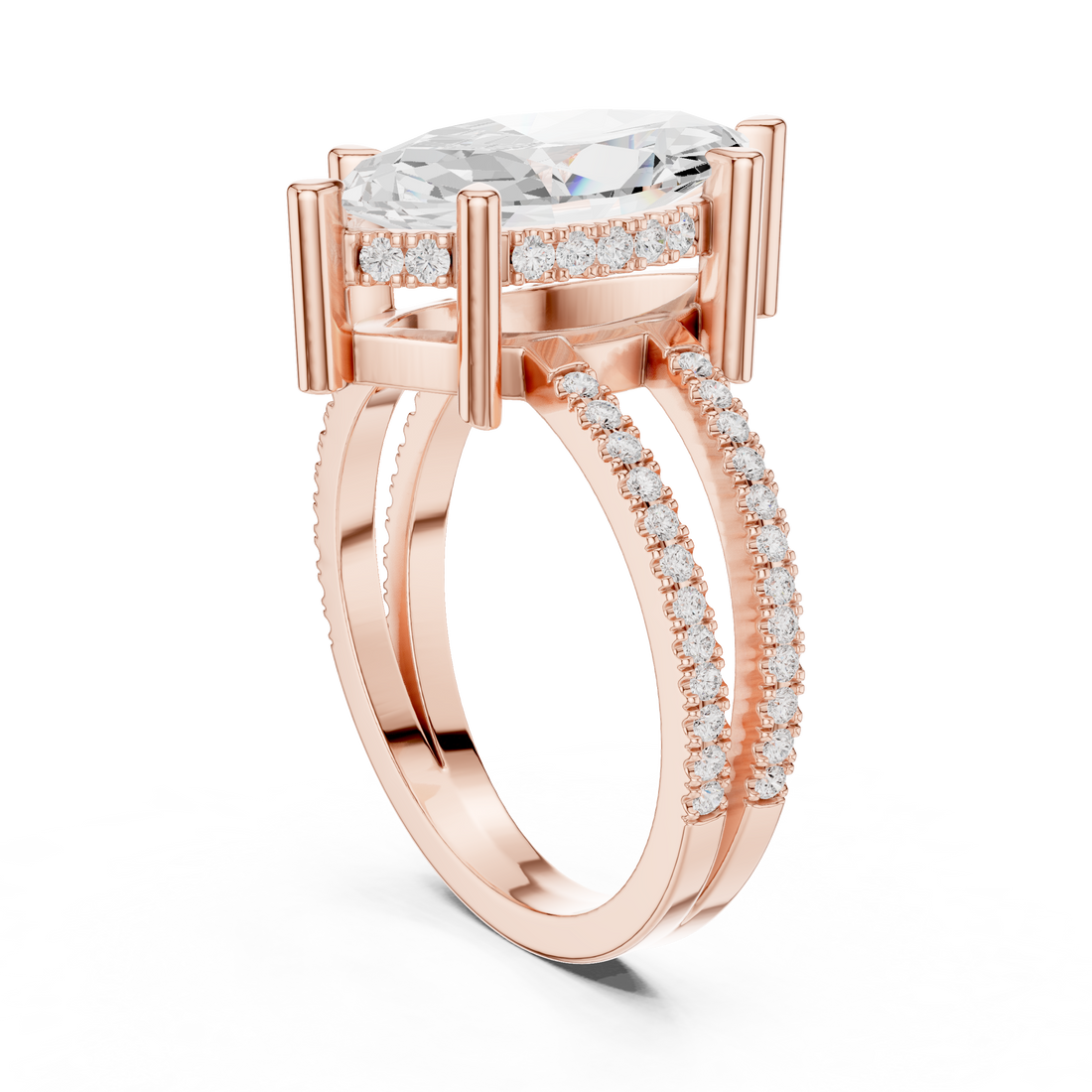 13 MQ - Split Shank Marquise Ring - White Gold