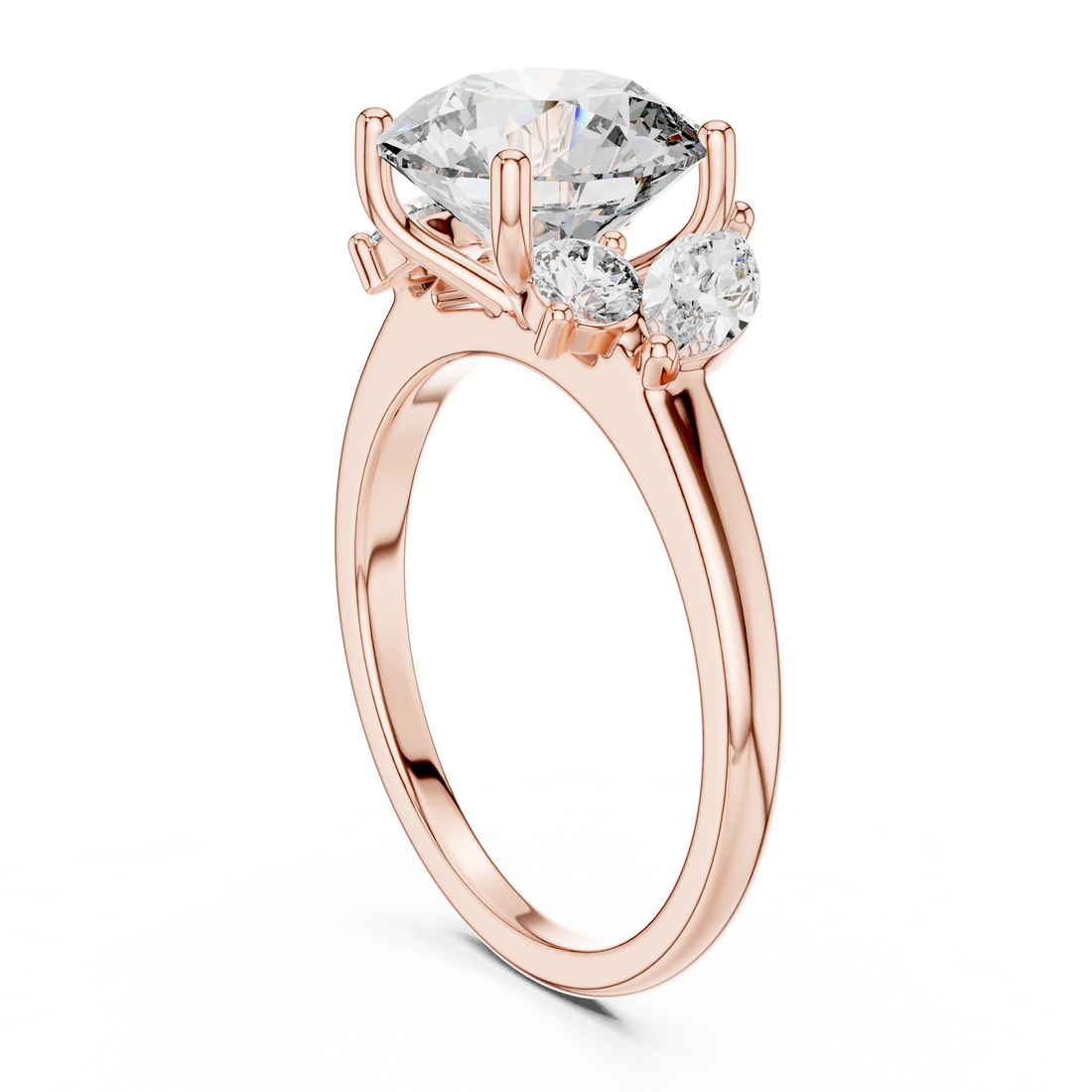 DDLR-074 - Three Stone Round Ring - White Gold