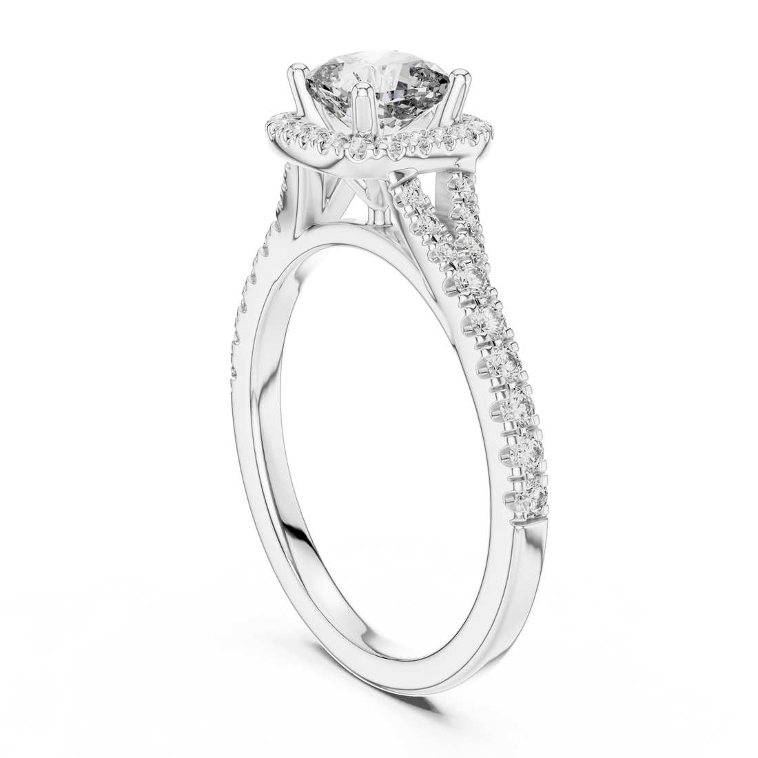 DDLR-043 - Halo Cushion Ring - White Gold