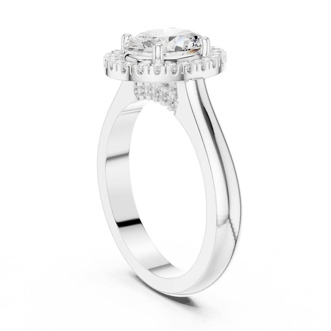 DDLR-338 OV - Halo Oval Ring - White Gold