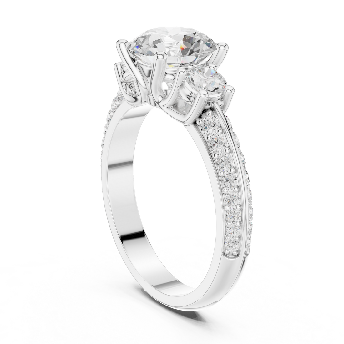 DDLR-267 - Three Stone Cushion Ring - White Gold