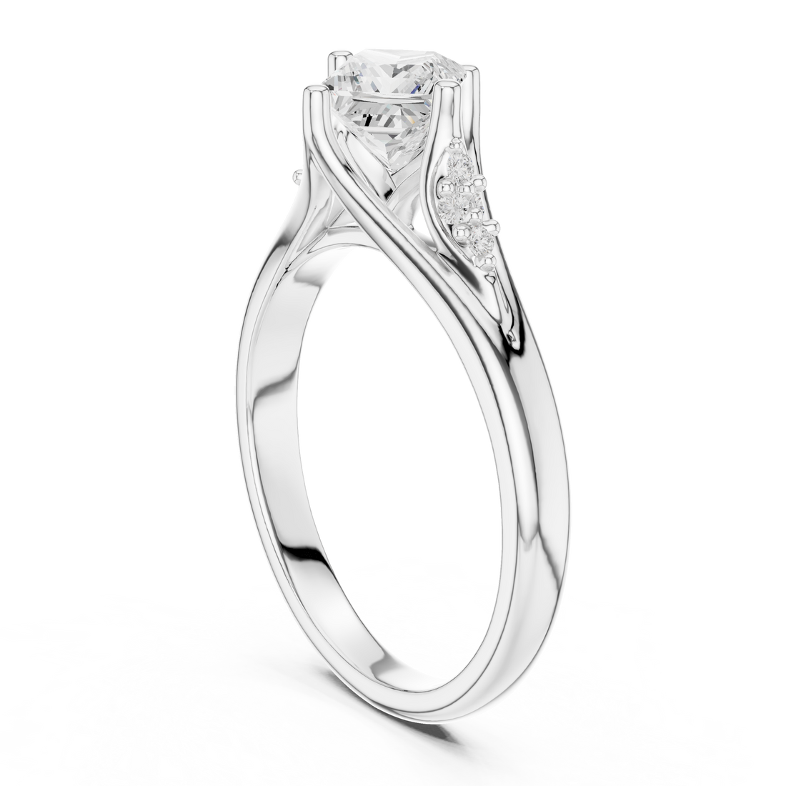 DDLR-497 - Solitaire Princess Ring - White Gold