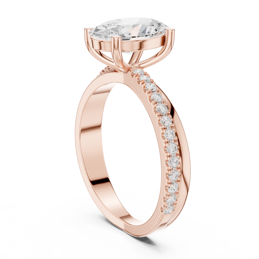 DDLR-358 - Solitaire Oval Ring - White Gold