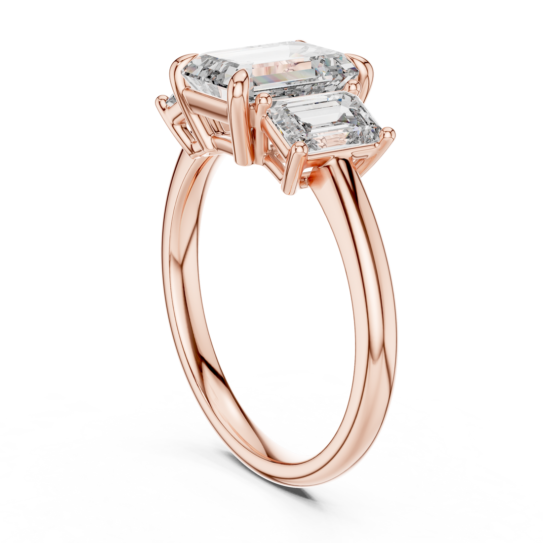 DDLR-045 - Three Stone Emerald Ring - White Gold