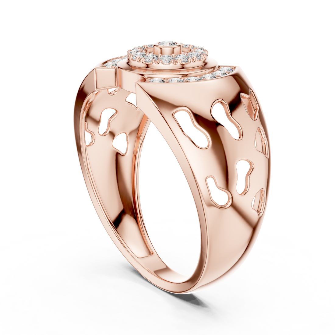LR-01 (42) - Fashion Round Ring - White Gold