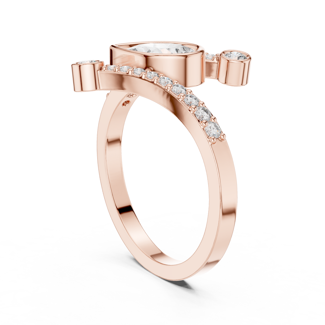 ALR-276 - Bypass Pear Ring - White Gold