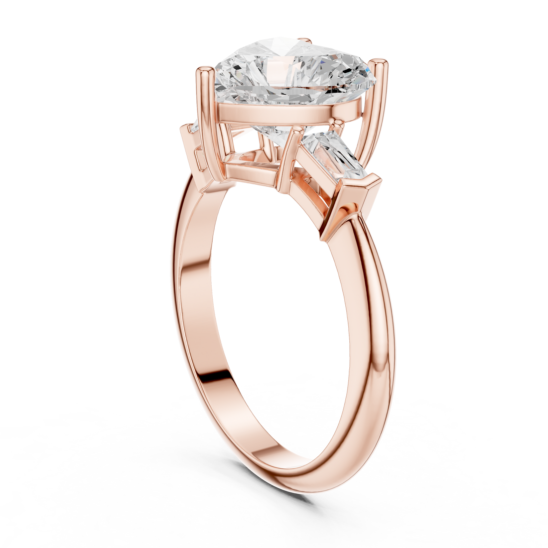 67 HR - Three Stone Heart Ring - White Gold
