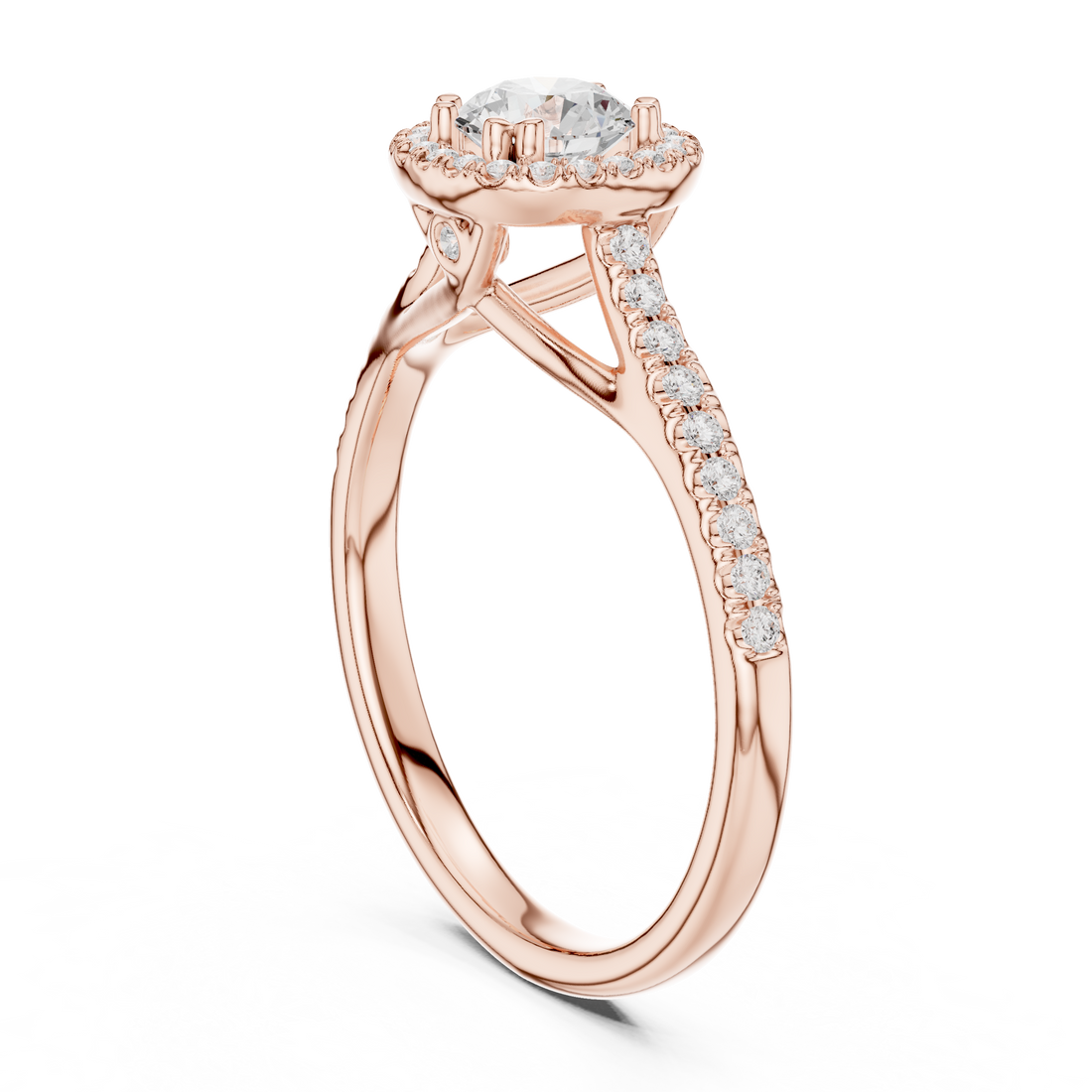 LR-0227 - Halo Round Ring - White Gold