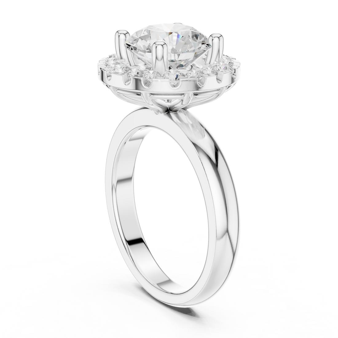 DDLR-333 - Halo Round Ring - White Gold
