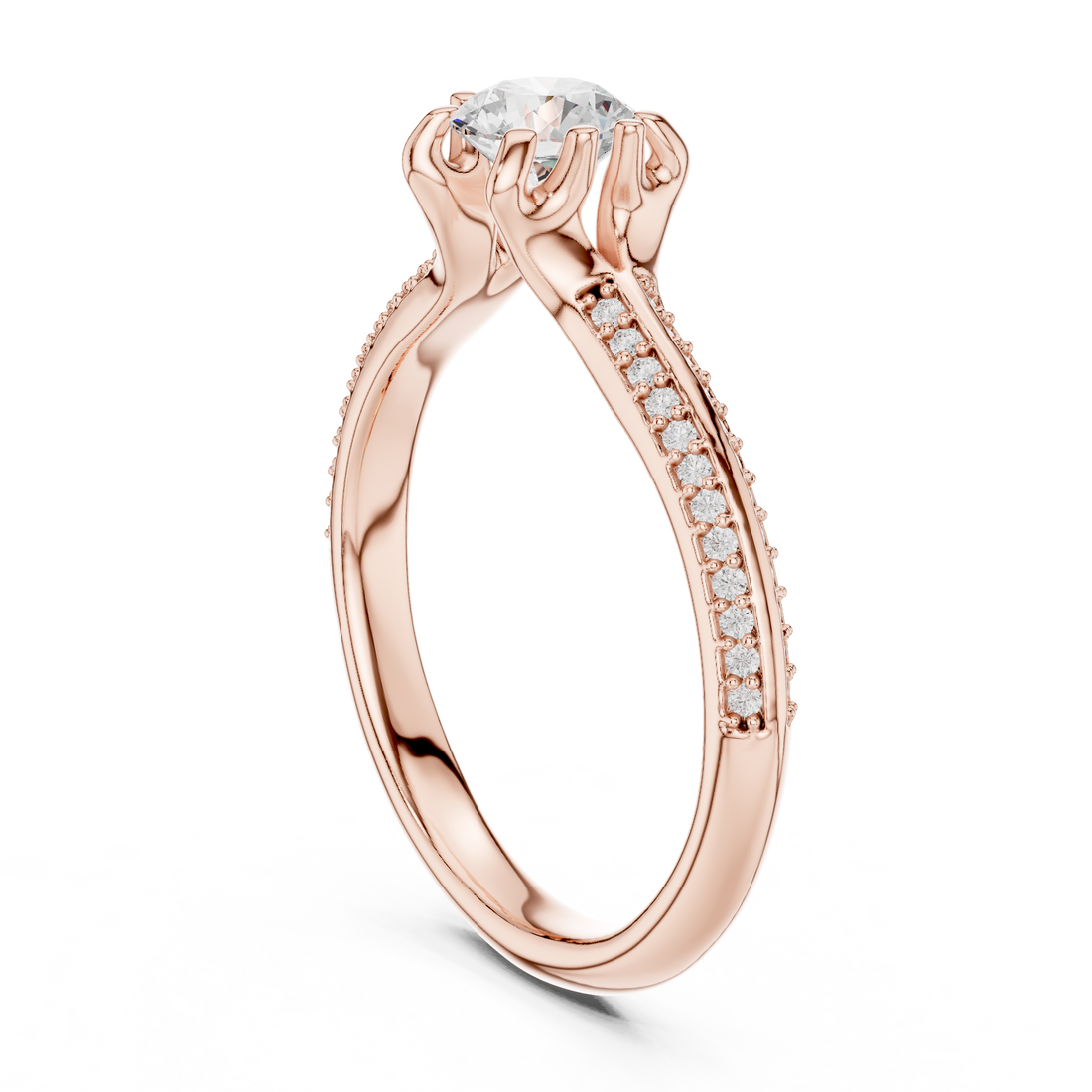 LR-0331 - Solitaire Round Ring - White Gold