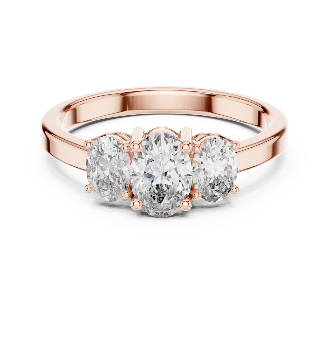 Three Stone Ring - Oval | ALR-29 - Rose Gold