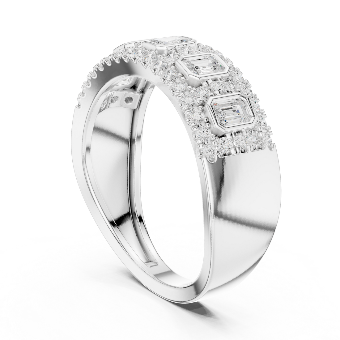 DDLR-450 - Fashion Emerald Ring - White Gold