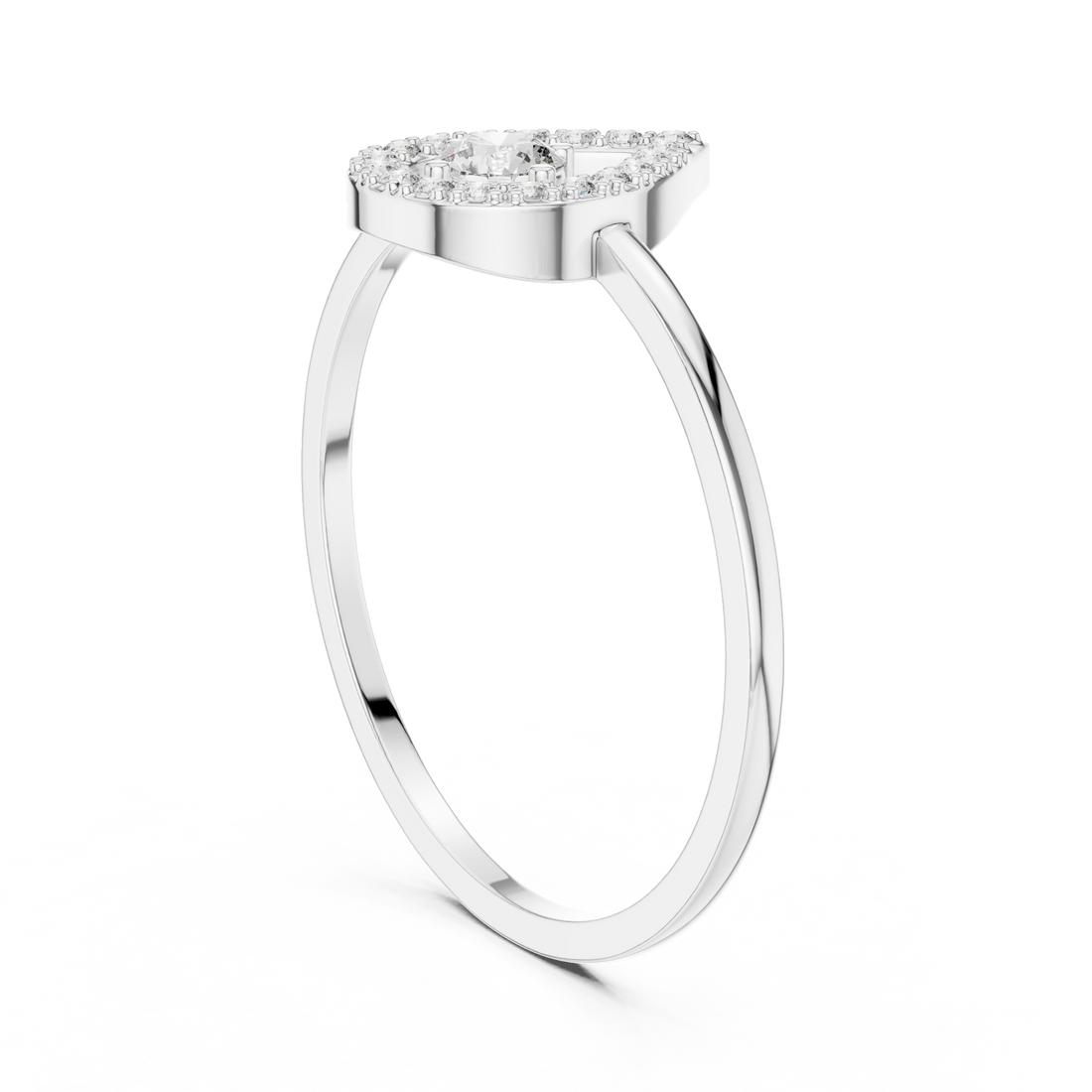 DR-6161 - Fashion Round Ring - White Gold