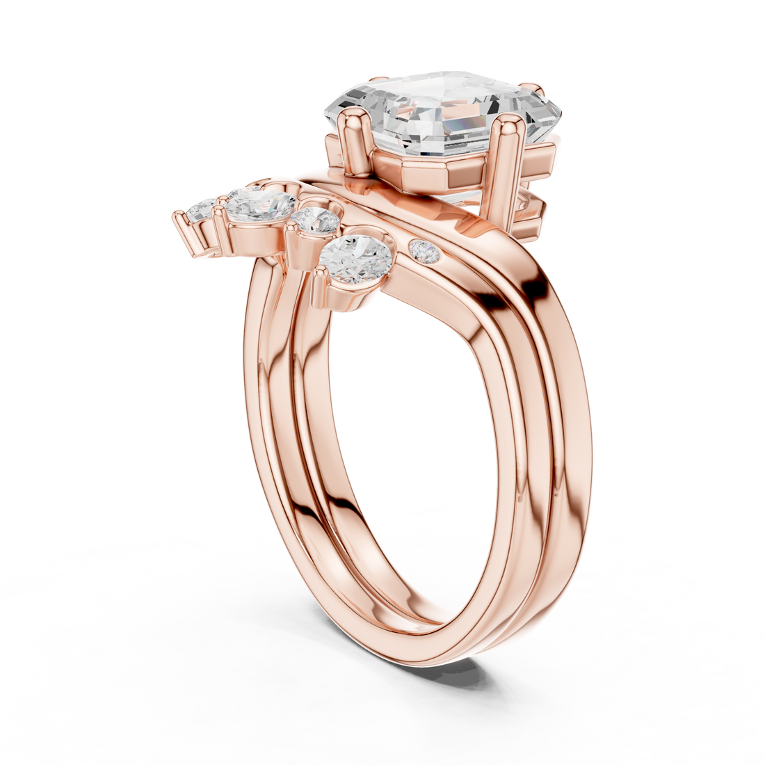 DDLR-444 -AC - Fashion Emerald Ring - White Gold