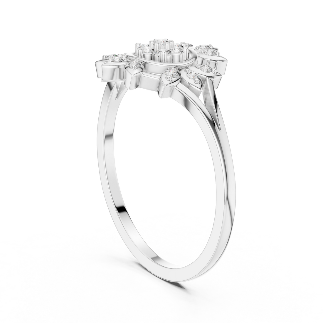 DR-6279 - Fashion Round Ring - White Gold
