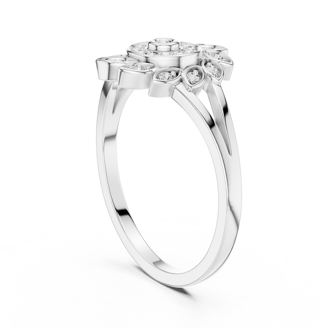 DR-6296 - Fashion Round Ring - White Gold