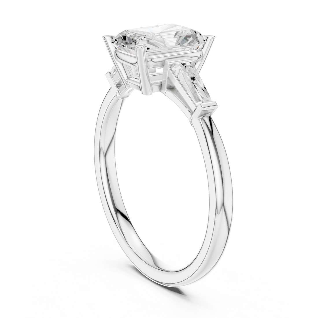 DDLR-1048 - Three Stone Radiant Ring - White Gold