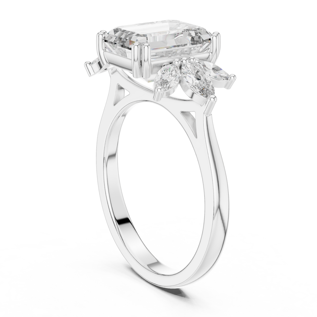 DDLR-158 - Fashion Emerald Ring - White Gold