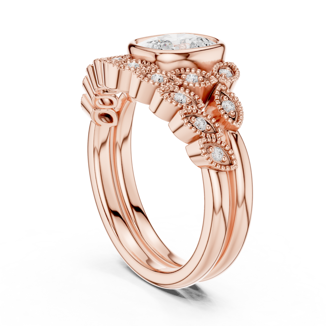 DDLR-290 - Vintage Cushion Ring - White Gold