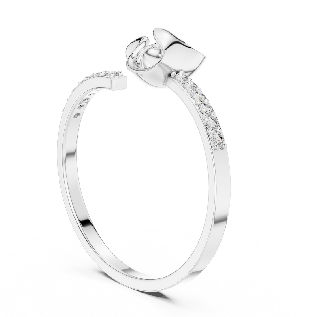1 (251) - Fashion Round Ring - White Gold