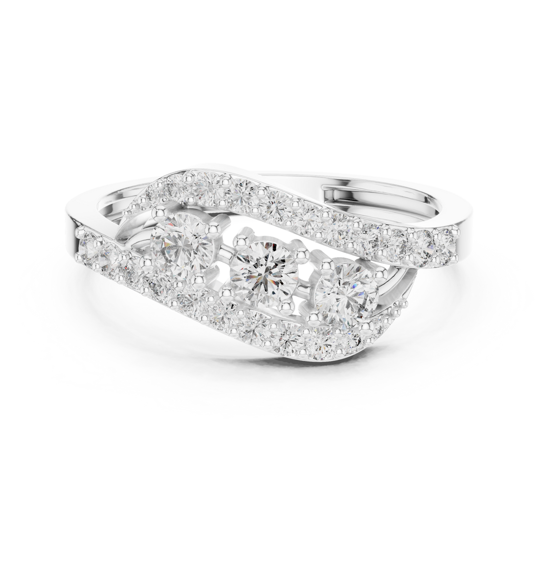 Three Stone Ring - Round | ALR-165 - Rose Gold